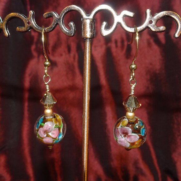 Lampwork earrings in petite 12 mm. Czech beads & Austrian crystals in six colors - Picture 8 of 16